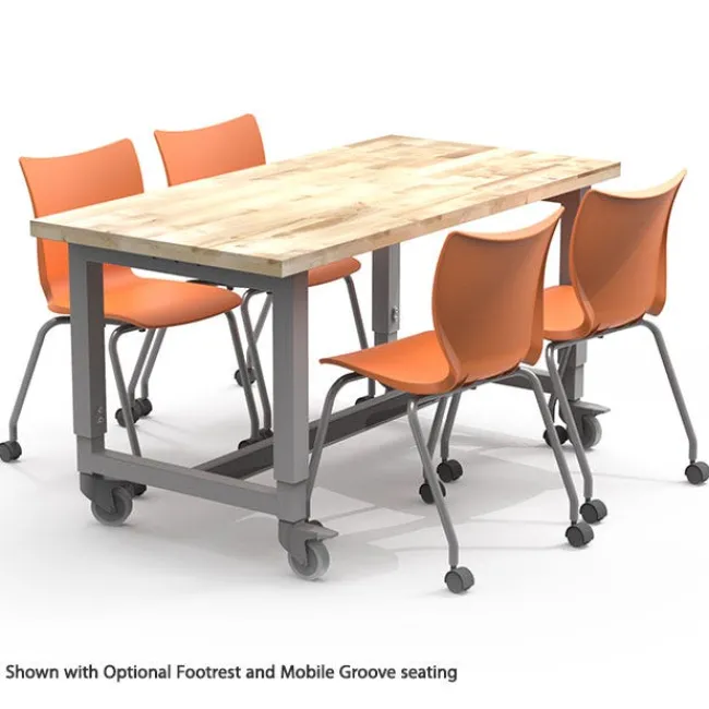 Smith System Adjustable Butcher Block Top Planner Studio Table (60'' W x 30'' D x 29''-40'' H)^ Makerspace & Shop|Art Tables