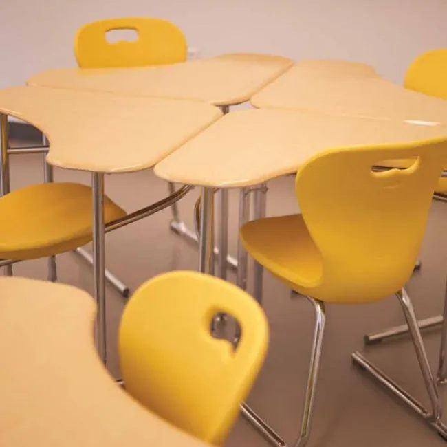 Columbia Adjustable Hard Plastic Tri-Cornered Desks^ Collaborative Desks|Open Front School Desks