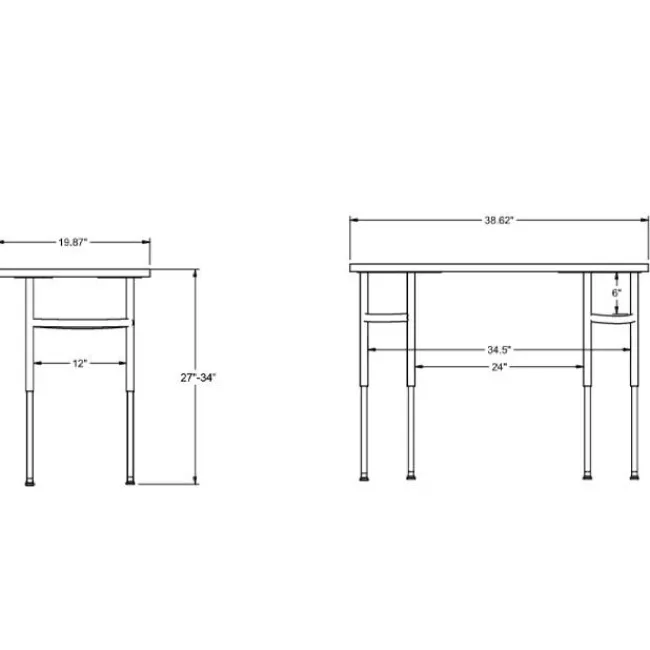 Columbia Adjustable-Height ADA-Compliant Octagon Student Desk with Laminate Top - 27"-34"H^ Ada & Wheelchair Desks
