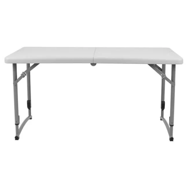 National Public Seating Adjustable Height Fold In Half Plastic Folding Table - 24"D x 48"L x 22"-35"H^ Folding