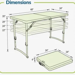 National Public Seating Adjustable Height Fold In Half Plastic Folding Table - 24