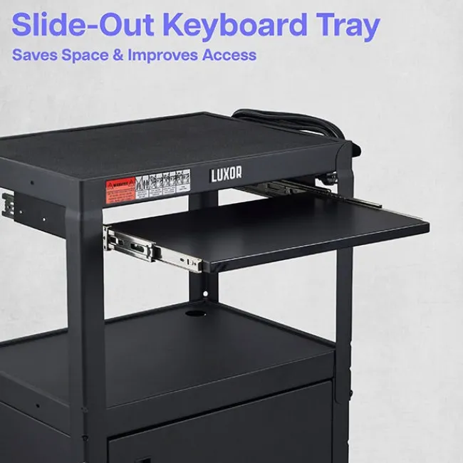 Luxor Adjustable Height Metal Cart w/ Cabinet & Keyboard^ Utility Carts