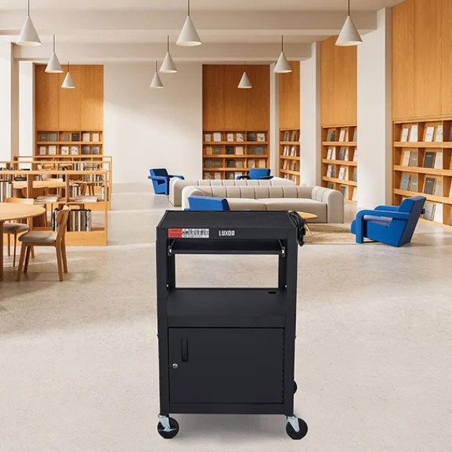 Luxor Adjustable Height Metal Cart w/ Cabinet & Keyboard^ Utility Carts