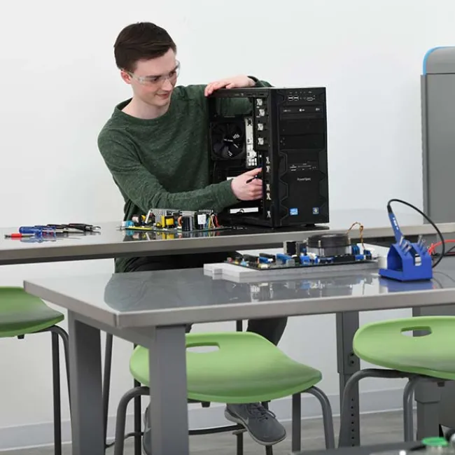 Smith System Adjustable Planner Studio Stainless Steel Top Table^ Makerspace & Shop