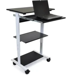 Luxor Adjustable 3-Shelf Stand Up Workstation^ Utility Carts