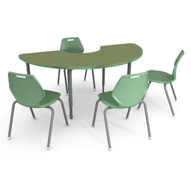 Paragon A&D Student Activity Table (72" x 36" Rainbow) with 4 Ready Stack Chairs (18" H)^ Activity Tables & Chairs|Activity Table & Chair Packages
