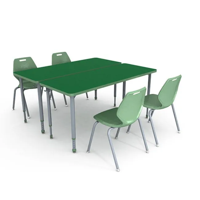 Paragon A&D Student Desks (24" x 60" Rectangle) with 4 Ready Stack Chairs (14" H)^ Activity Tables & Chairs|Activity Table & Chair Packages