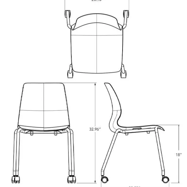 Smith System Agree Mobile Stack Chair - 18"H^ Plastic Stacking Chairs|Computer Chairs