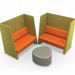 Mooreco Akt High Back Loveseat Soft Seating and Ottoman Privacy Package^ Reception & Waiting Room|Soft Seating