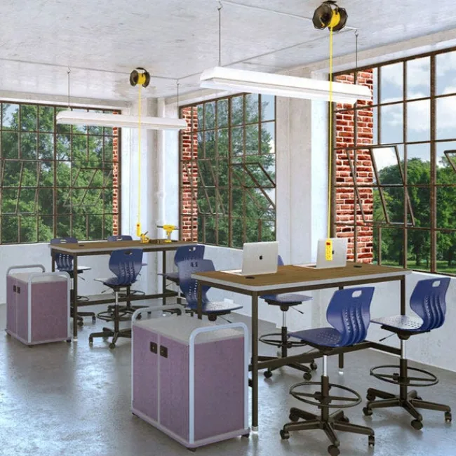Paragon All Welded Chargebar Powered Tables^ Computer Lab