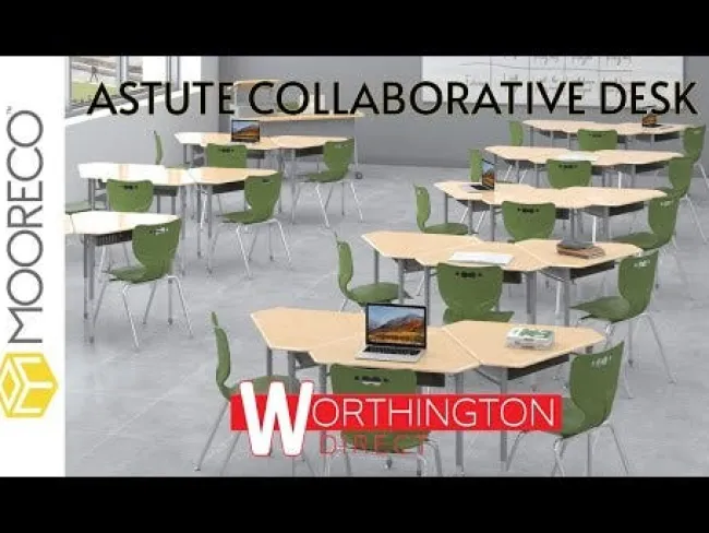 Mooreco Astute Monroe Hard Plastic Collaborative 2-Pack Student Desks^ Collaborative Desks|Open Front School Desks