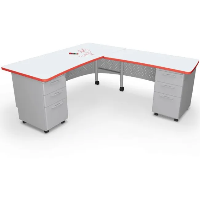Mooreco Avid L-Shaped Desk w/ Dry Erase Top^ Teacher Desks|Instructor Desks