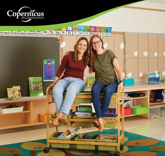 Copernicus Bamboo Book Browser Cart w/ 9 Open Storage Bins^ Tote & Bin Storage|Book Carts
