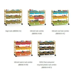 Copernicus Bamboo Book Browser Cart w/ 9 Open Storage Bins^ Tote & Bin Storage|Book Carts
