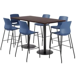 KFI Seating Bar Height Cafe Table with Six Lola Stools - 36'' X 72'' Rectangle^ Cafe Table & Chair Sets|Cafe Tables