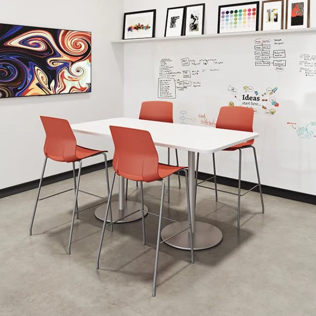 KFI Seating Bar Height Cafe Table with Six Lola Stools - 36'' X 72'' Rectangle^ Cafe Table & Chair Sets|Cafe Tables