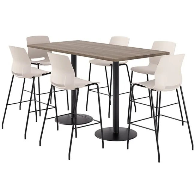 KFI Seating Bar Height Cafe Table with Six Lola Stools - 36'' X 72'' Rectangle^ Cafe Table & Chair Sets|Cafe Tables