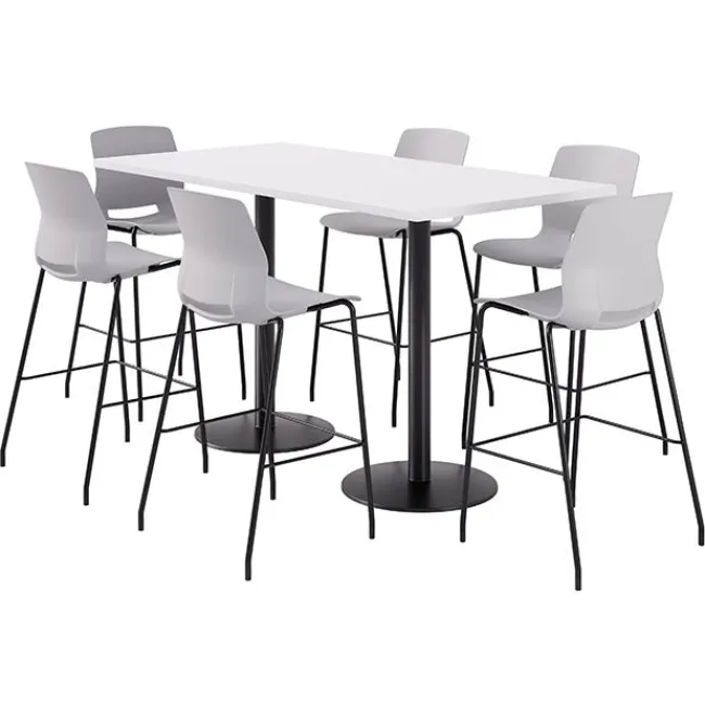 KFI Seating Bar Height Cafe Table with Six Lola Stools - 36'' X 72'' Rectangle^ Cafe Table & Chair Sets|Cafe Tables