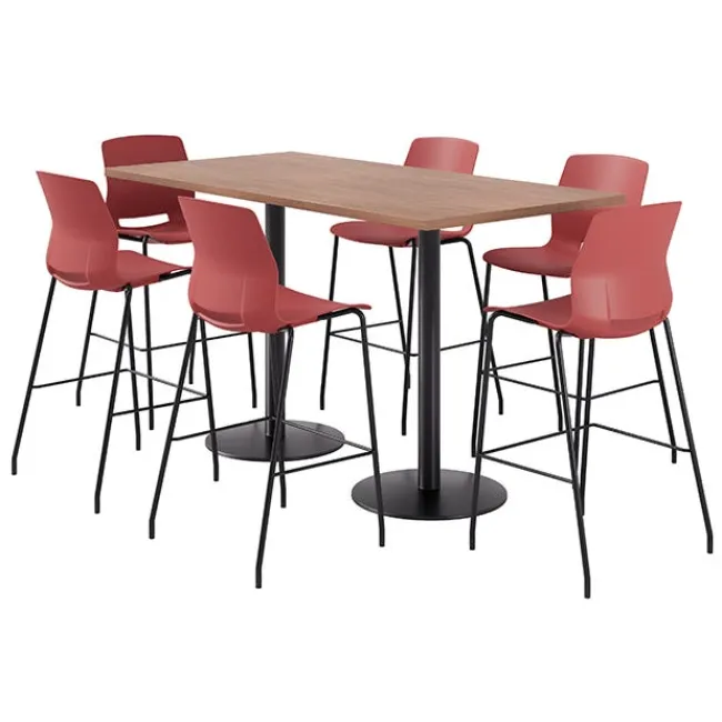 KFI Seating Bar Height Cafe Table with Six Lola Stools - 36'' X 72'' Rectangle^ Cafe Table & Chair Sets|Cafe Tables