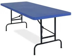 National Public Seating Blue Plastic Folding Table & Chair Set- 30'' x 72'' Rectangle Folding Table with 4 Blue Folding Chairs^ Folding Chairs|Folding Tables & Chairs
