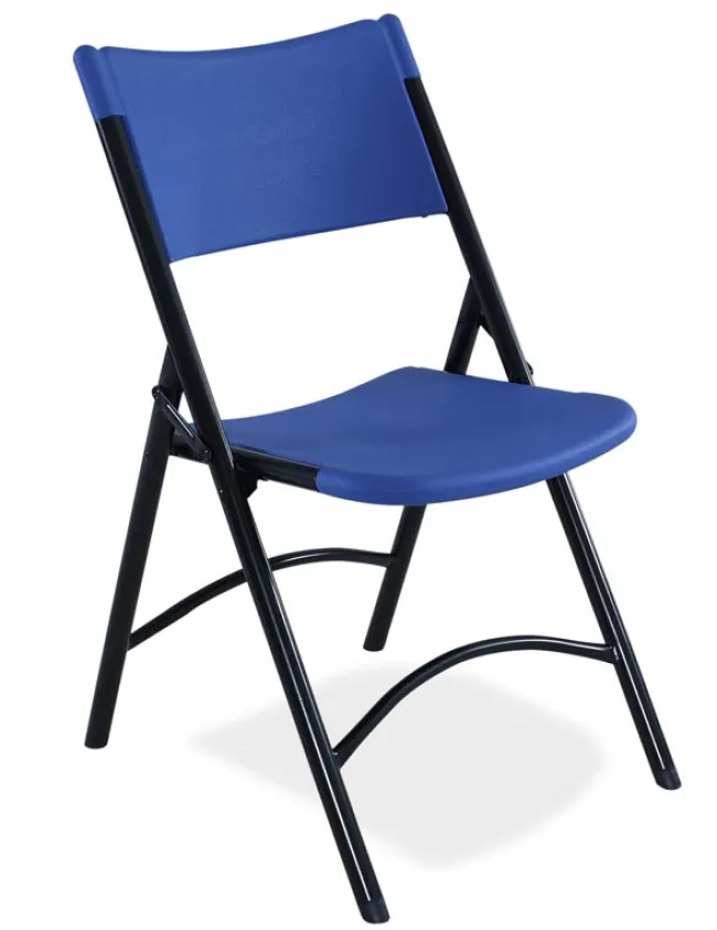 National Public Seating Blue Plastic Folding Table & Chair Set- 30'' x 72'' Rectangle Folding Table with 4 Blue Folding Chairs^ Folding Chairs|Folding Tables & Chairs