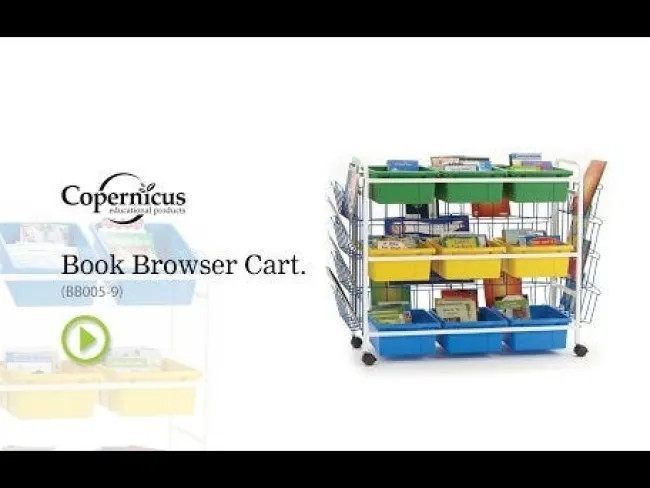 Copernicus Book Browser Cart w/ 6 Divided & 3 Open Storage Bins^ Tote & Bin Storage|Storage Carts