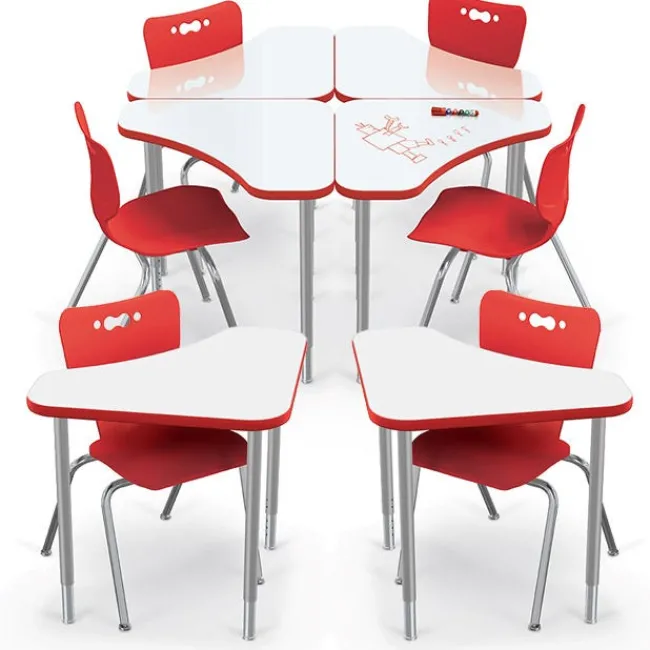 Mooreco Boomerang Dry Erase Desk & Hierarchy Chair Packages^ Desk & Chair Packages|Dry Erase Desks