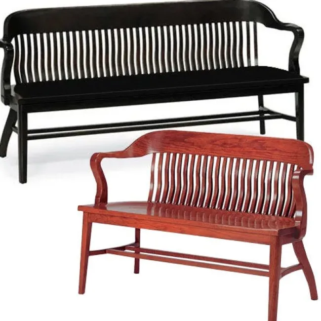 Community Boston Oak Benches with Curved Backs by^ Benches|Wooden Chairs