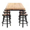 National Public Seating Butcher Block Height Adjustable Table (30'' x 72'') with 6 Black Frame Stools^ Activity Table & Chair Packages|Makerspace & Shop