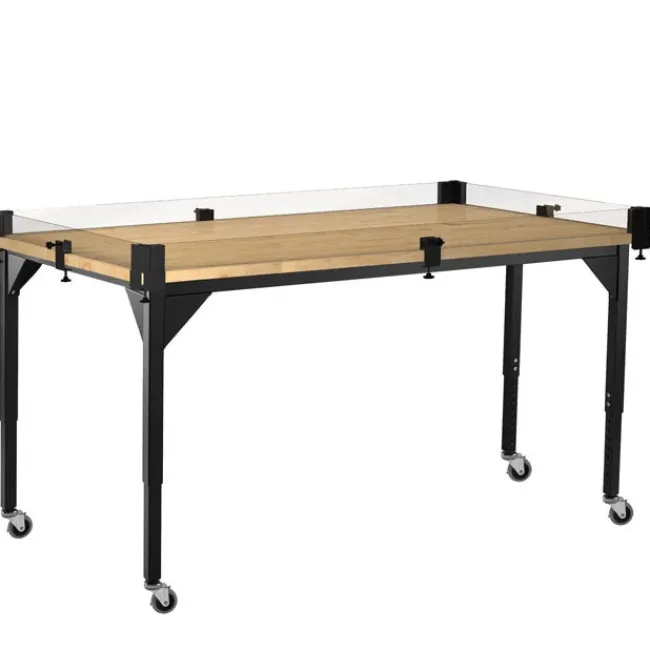 National Public Seating Butcher Block Height Adjustable Robotics Table with Bumper Kit^ Makerspace & Shop