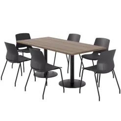 KFI Seating Cafe Table with Six Lola Armless Chairs - 36'' X 72'' Rectangle^ Cafe Table & Chair Sets|Breakroom & Café