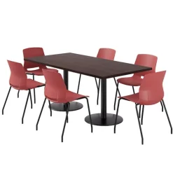 KFI Seating Cafe Table with Six Lola Armless Chairs - 36'' X 72'' Rectangle^ Cafe Table & Chair Sets|Breakroom & Café