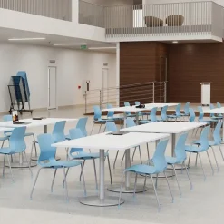 KFI Seating Cafe Table with Six Lola Armless Chairs w/ Casters- 36'' X 72'' Rectangle^ Cafe Table & Chair Sets|Cafe Tables