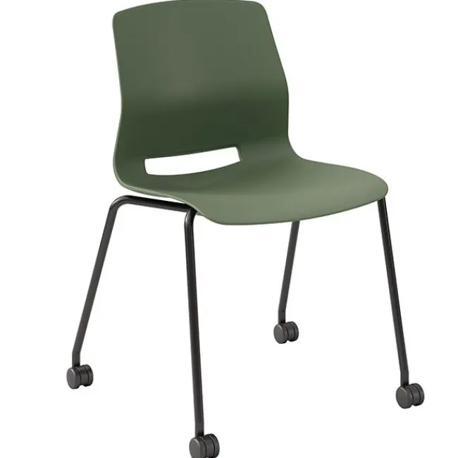 KFI Seating Cafe Table with Six Lola Armless Chairs w/ Casters- 36'' X 72'' Rectangle^ Cafe Table & Chair Sets|Cafe Tables
