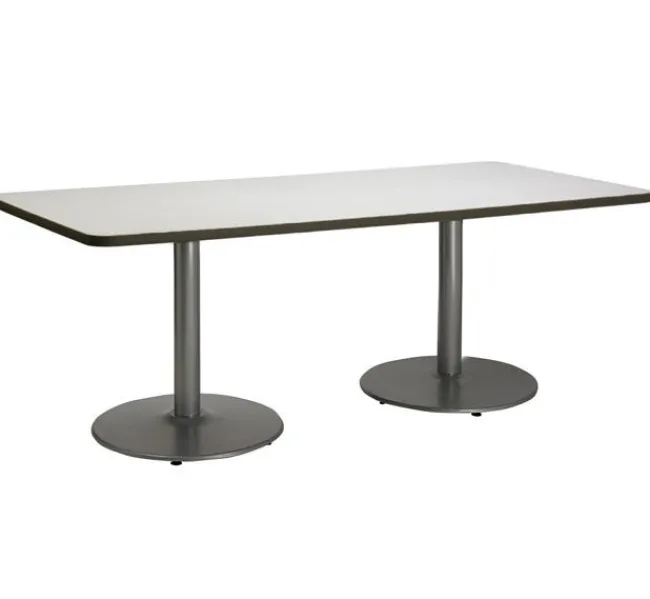 KFI Seating Cafe Table with Six Lola Armless Chairs w/ Casters- 36'' X 72'' Rectangle^ Cafe Table & Chair Sets|Cafe Tables