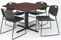 Regency Office Products Cain Base Cafe Table and Four Zeng 4400 Chairs by Regency^ Cafe Table & Chair Sets|Cafe Tables