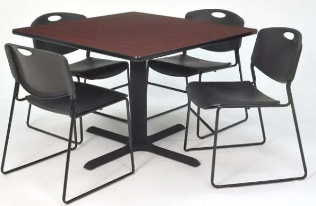 Regency Office Products Cain Base Cafe Table and Four Zeng 4400 Chairs by Regency^ Cafe Table & Chair Sets|Cafe Tables