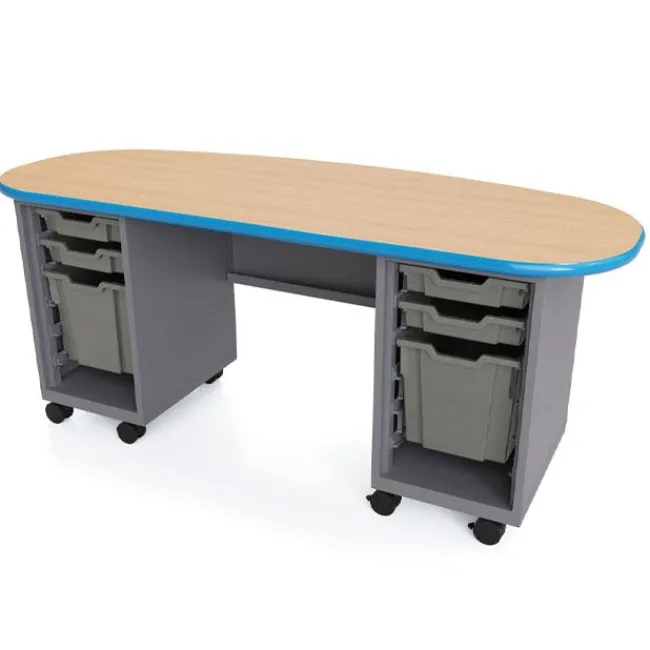 Smith System Cascade Bullet Teacher Desks with Double Pedestal^ Teacher Desks|Instructor Desks