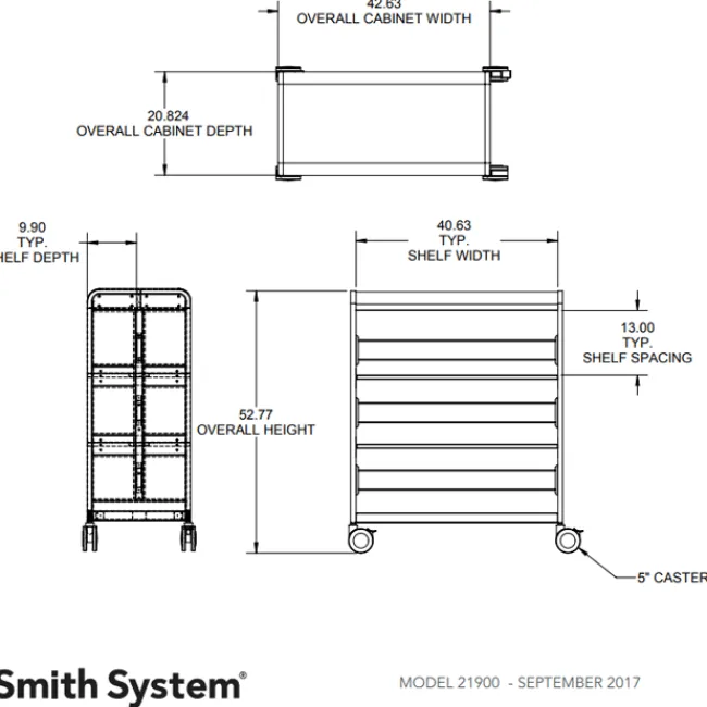 Smith System Cascade Nomad Library Book Storage Cart^ Book Carts