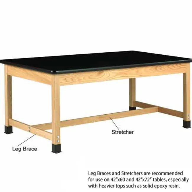 Diversified Spaces ChemGuard Top Hardwood Science Lab Table with Book Compartments (42'' D X 54'' W)^ Science|Science Tables