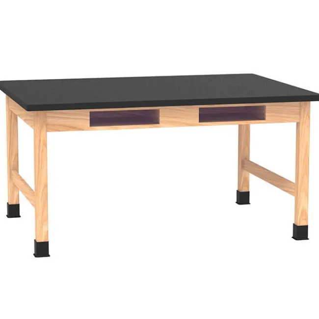 Diversified Spaces ChemGuard Top Hardwood Science Lab Table with Book Compartments (42'' D X 72'' W)^ Science|Science Tables