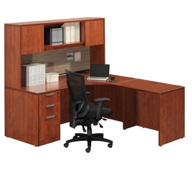 NDI Office Furniture Classic Series L-Shaped Desk w/ Hutch^ Office Suites