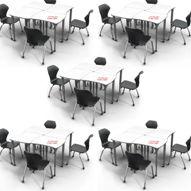 Marco Group Classroom Set - 20 Apex Stack Chairs (18'' H -5th-Adult) & 20 Dry Erase Contour Student Desks^ Desk & Chair Packages|Dry Erase Desks