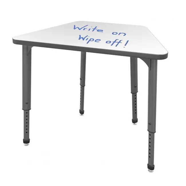 Marco Group Classroom Set - 8 Apex Stack Chairs (18'' H - 5th-Adult) & 8 Trapezoid Dry Erase Student Apex Desks^ Dry Erase Desks