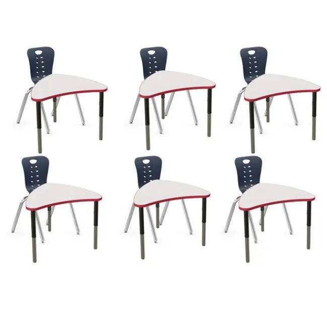 Tesco Classroom Set - 6 Apollo Synergy Dry Erase Student Desks and Stack Chairs^ Desk & Chair Packages|Classroom Desks & Chairs