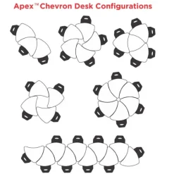 Marco Group Classroom Set - 6 Chevron Dry Erase Apex Desks & 6 Apex Stack Chairs (18'' 5th-Adult)^ Desk & Chair Packages|Dry Erase Desks
