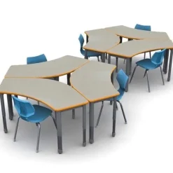 Smith System Classroom Set - 60'' Crescent Tables & Flavors Chairs^ Classroom Desks & Chairs|Activity Tables & Chairs