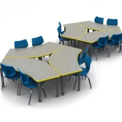 Smith System Classroom Set - 72'' Crescent Tables & Flavors Chairs^ Classroom Desks & Chairs|Activity Tables & Chairs