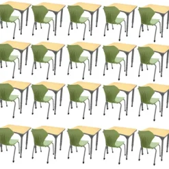 Marco Group Classroom Set- 20 Curve Student Desks & Apex Chairs^ Classroom Desks & Chairs|Activity Tables & Chairs