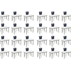 Tesco Classroom Set - Dry Erase 24 Ripple Synergy Student Desks and Stack Chairs^ Desk & Chair Packages|Classroom Desks & Chairs